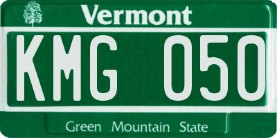 VT license plate KMG050