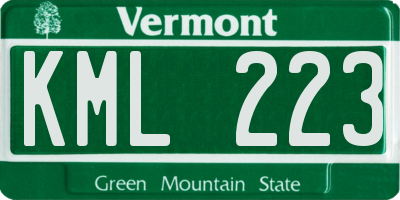 VT license plate KML223