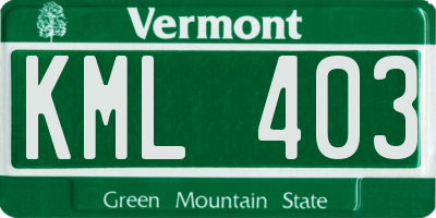 VT license plate KML403