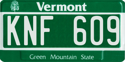 VT license plate KNF609