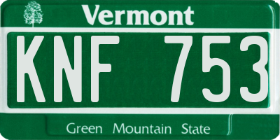 VT license plate KNF753