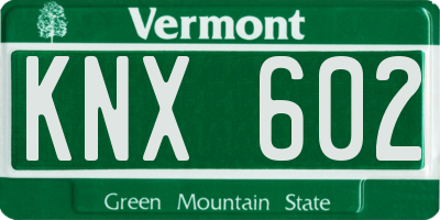 VT license plate KNX602