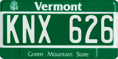 VT license plate KNX626