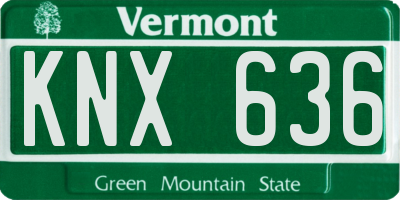 VT license plate KNX636