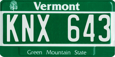 VT license plate KNX643