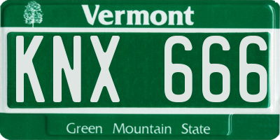 VT license plate KNX666