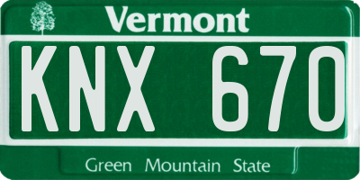 VT license plate KNX670
