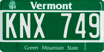 VT license plate KNX749