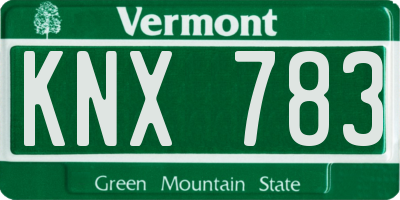 VT license plate KNX783