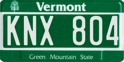 VT license plate KNX804