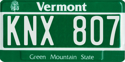 VT license plate KNX807