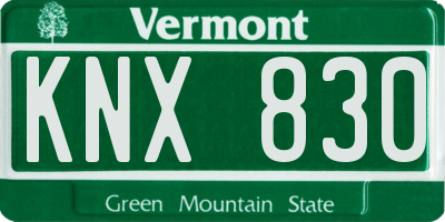 VT license plate KNX830