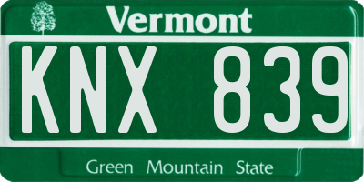 VT license plate KNX839