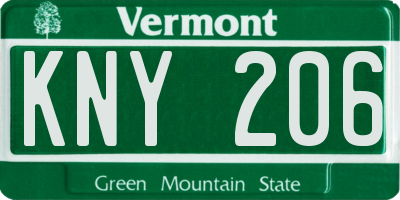 VT license plate KNY206