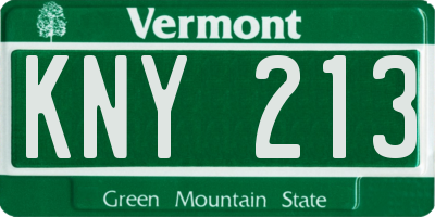 VT license plate KNY213