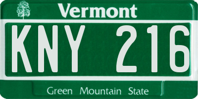 VT license plate KNY216