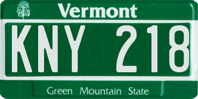 VT license plate KNY218