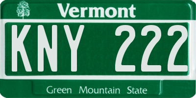 VT license plate KNY222