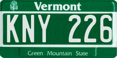 VT license plate KNY226