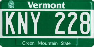 VT license plate KNY228