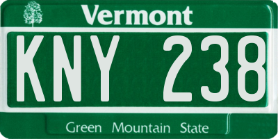 VT license plate KNY238