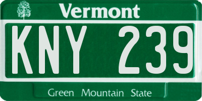 VT license plate KNY239