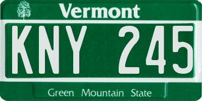 VT license plate KNY245