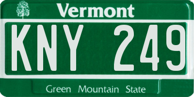 VT license plate KNY249