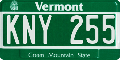 VT license plate KNY255