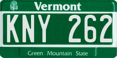 VT license plate KNY262