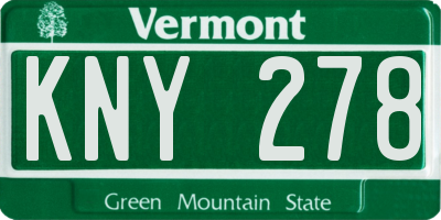 VT license plate KNY278