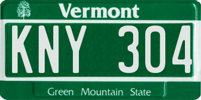VT license plate KNY304