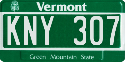 VT license plate KNY307