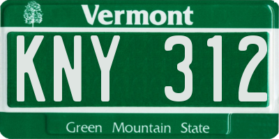 VT license plate KNY312