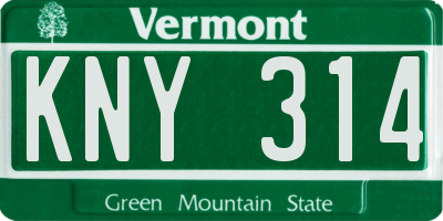 VT license plate KNY314