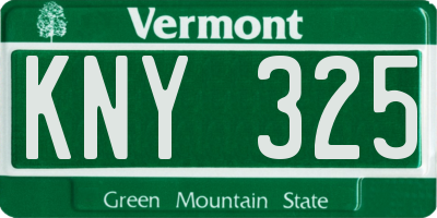 VT license plate KNY325