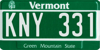 VT license plate KNY331