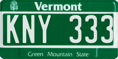 VT license plate KNY333