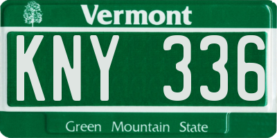 VT license plate KNY336