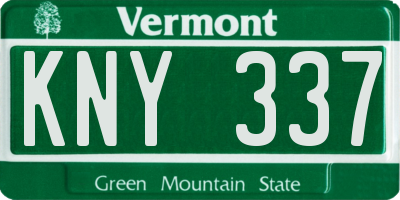 VT license plate KNY337