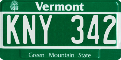VT license plate KNY342