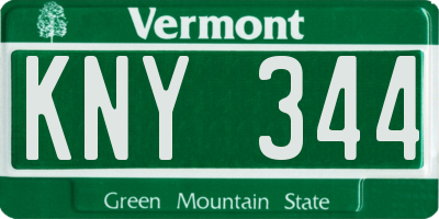 VT license plate KNY344