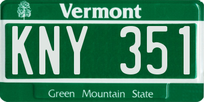 VT license plate KNY351