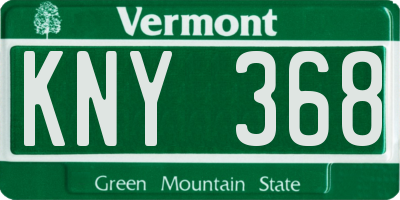 VT license plate KNY368