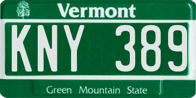 VT license plate KNY389