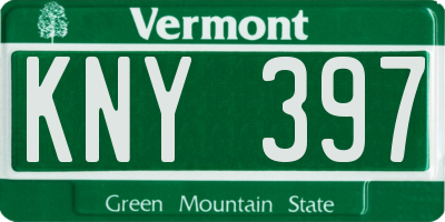 VT license plate KNY397