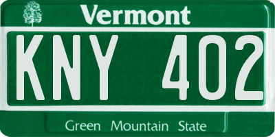 VT license plate KNY402