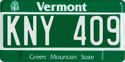 VT license plate KNY409