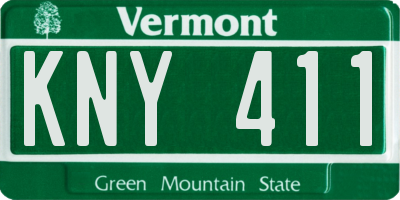 VT license plate KNY411