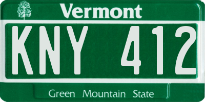VT license plate KNY412